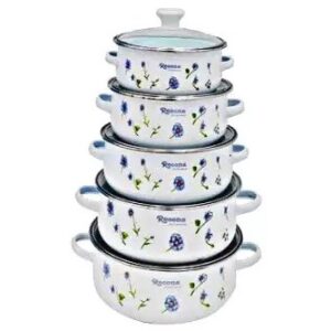 Сет 5 тенџериња со стаклени капаци