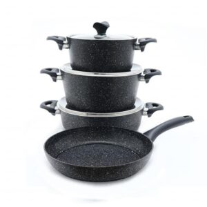 Сет 3 гранитни теџериња + гранитна тава