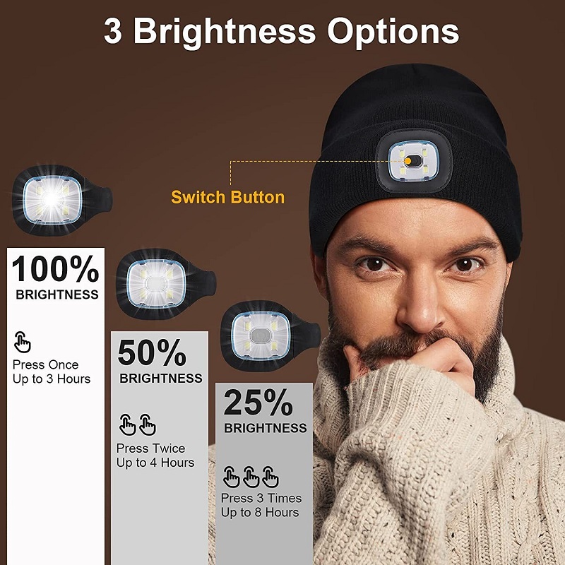 Зимска капа со LED светло - Image 3