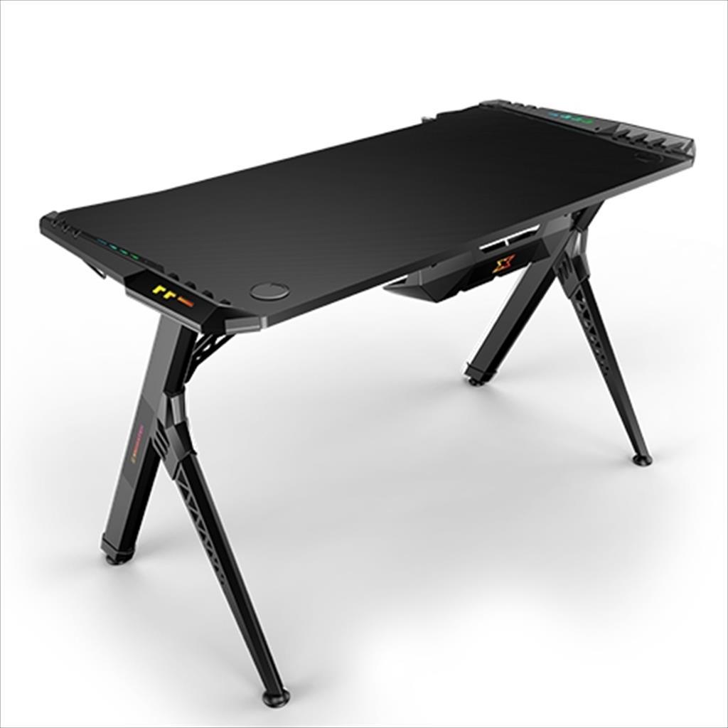 GAMING DESK RGB XIGMATEK APEX ONE, Carbon Fibre Style w/ Remote RGB LED, Cup Holder, Headphone Hook, Cable Box 56155