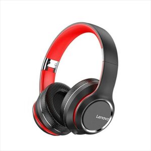 HEADPHONES WIRELESS LENOVO, Bluetooth w/microphone, Black/Red HD200 Foldable 41146